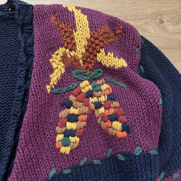 Vintage 90s Christina Handknit Cardigan Sweater Size S Thanksgiving Fall Cottage - Picture 4 of 12